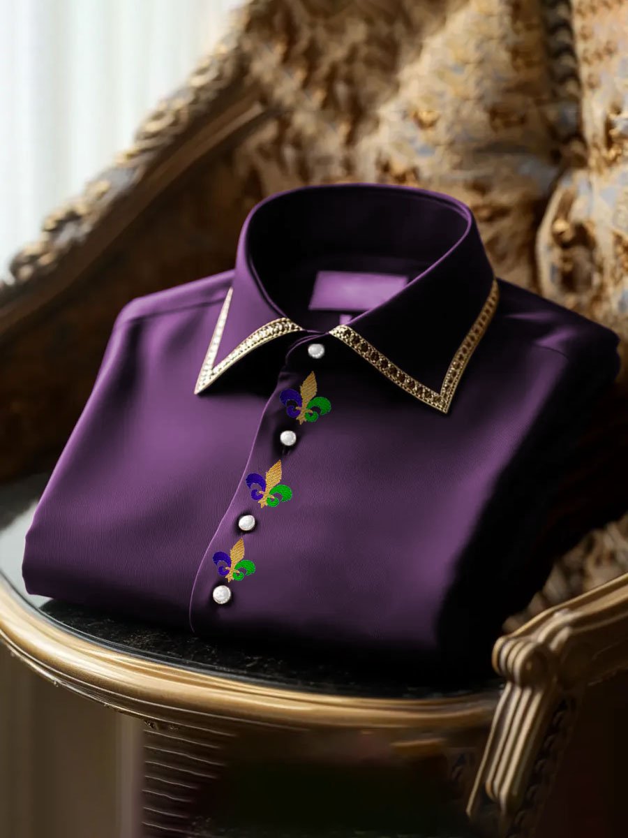 Camisa elegantee Mardi Gras estampado para hombre