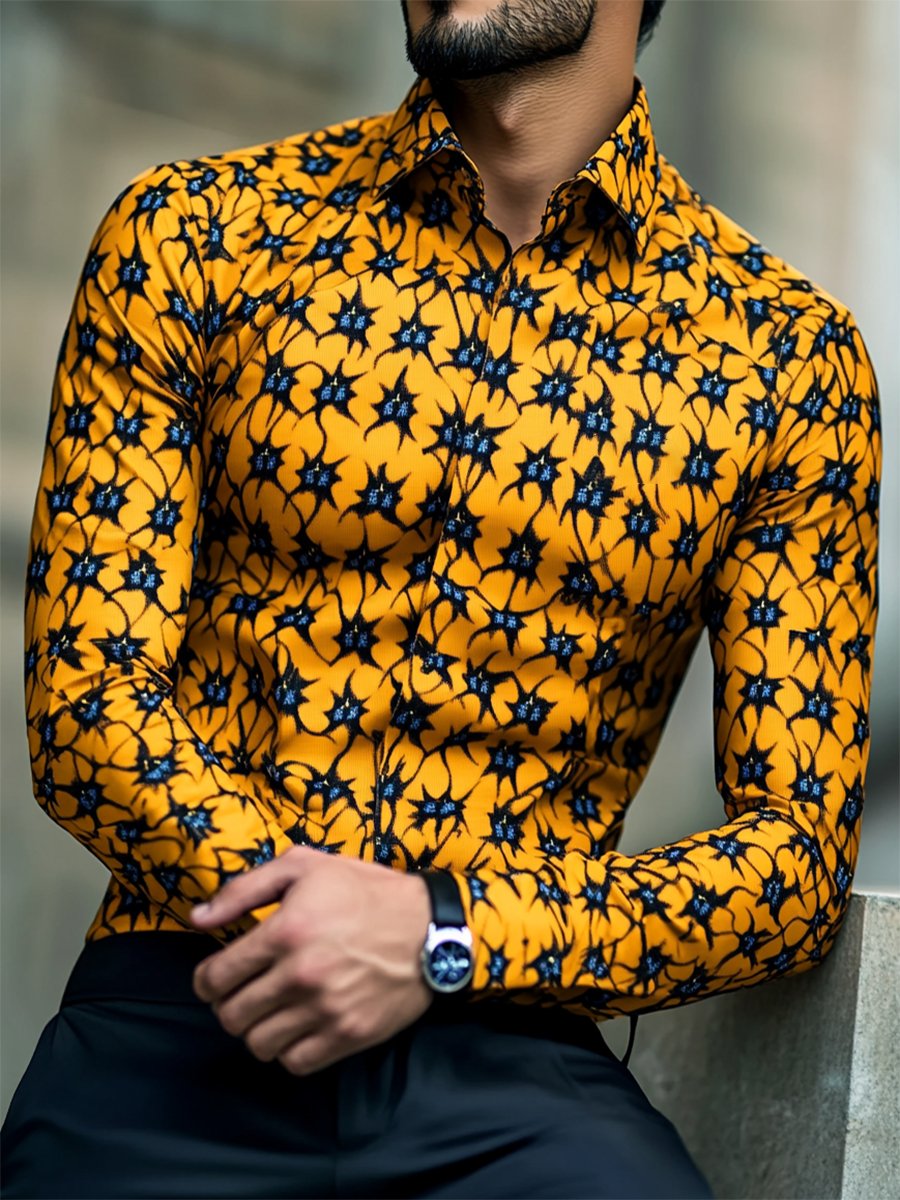 Camisa satén Luxe de manga larga con botones para hombre