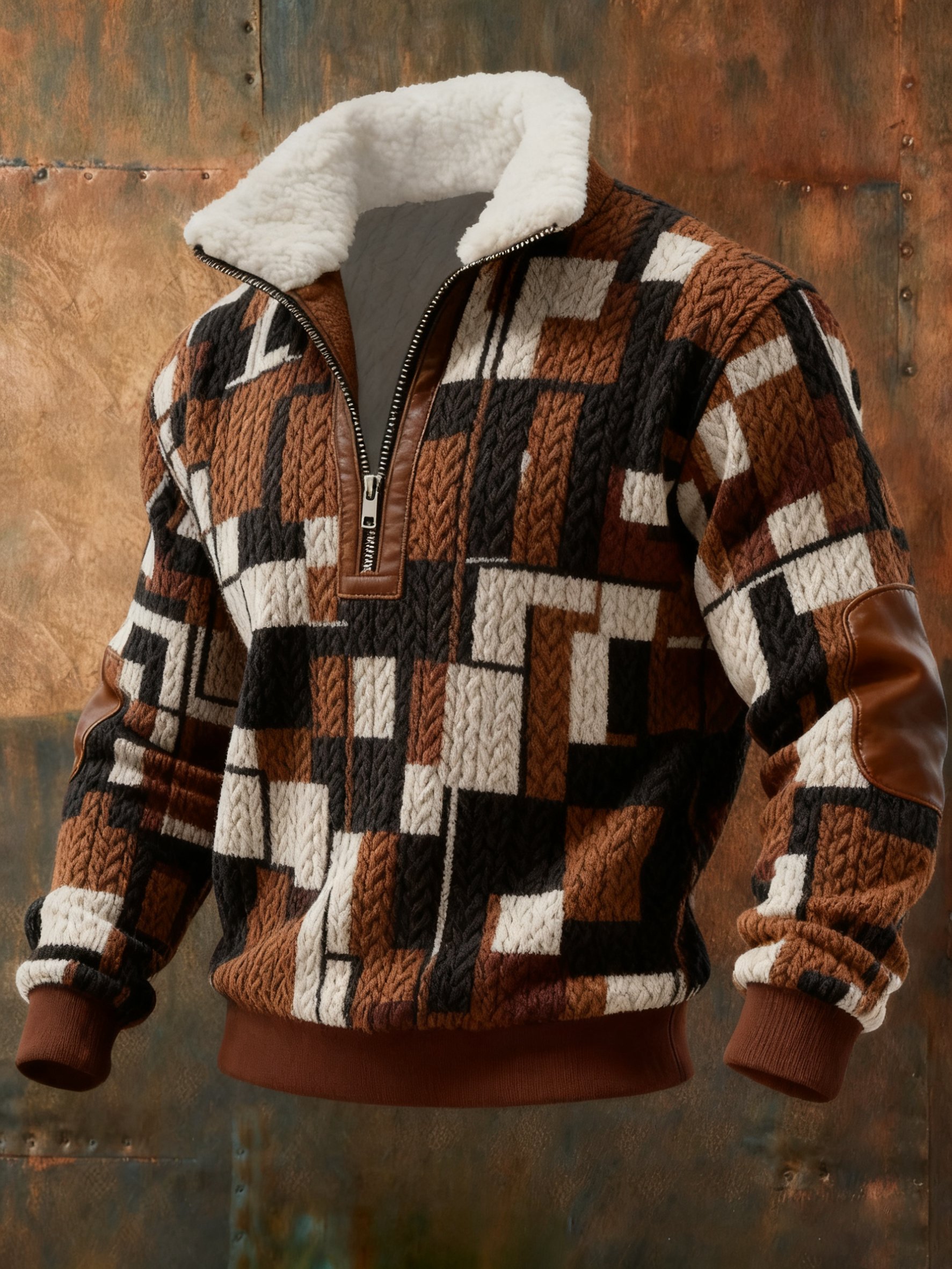 Sudadera Cable texturizado estampado casual para hombre