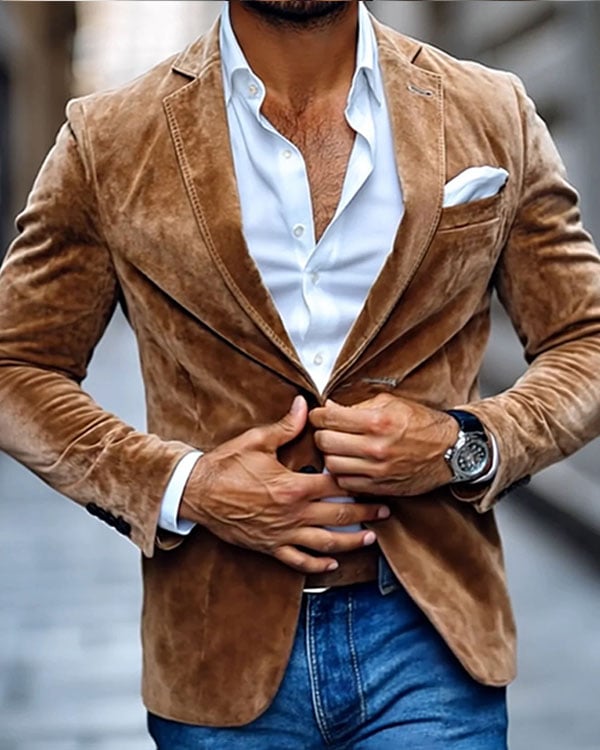 Ejecutivo casual Golden terciopelo Suit para hombre