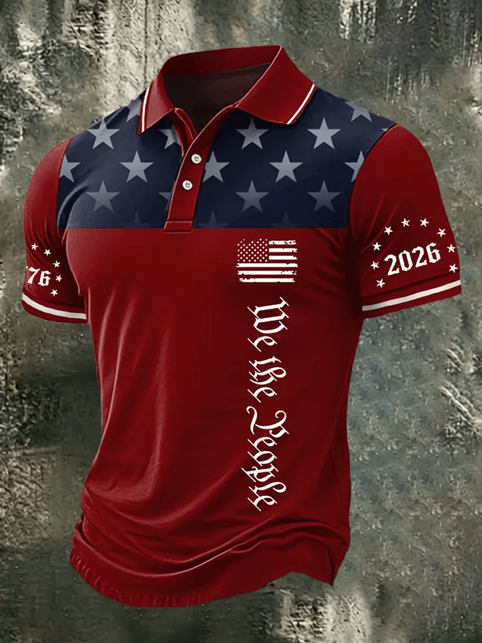 Camisa polo USA 1776-2026 estampado para hombre