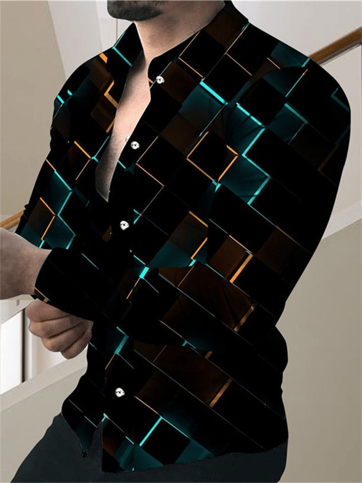 Camisa ejecutivo casual a rayas de manga larga para hombre