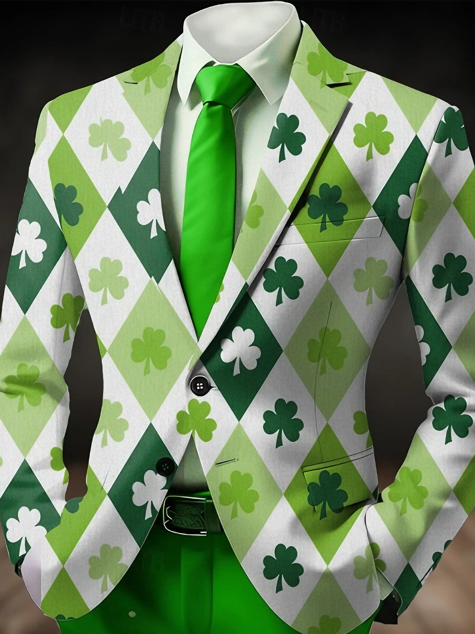 Chaqueta St. Patrick Four Leaf Clover saco abrigo vintage abrigo saco with Graffiti para hombre