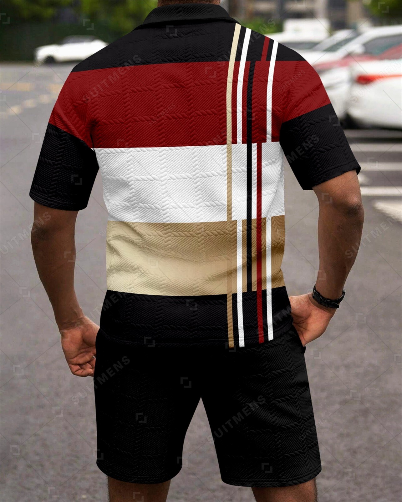 Camisa polo Colorblock Simple Texture Summer Set 260 para hombre