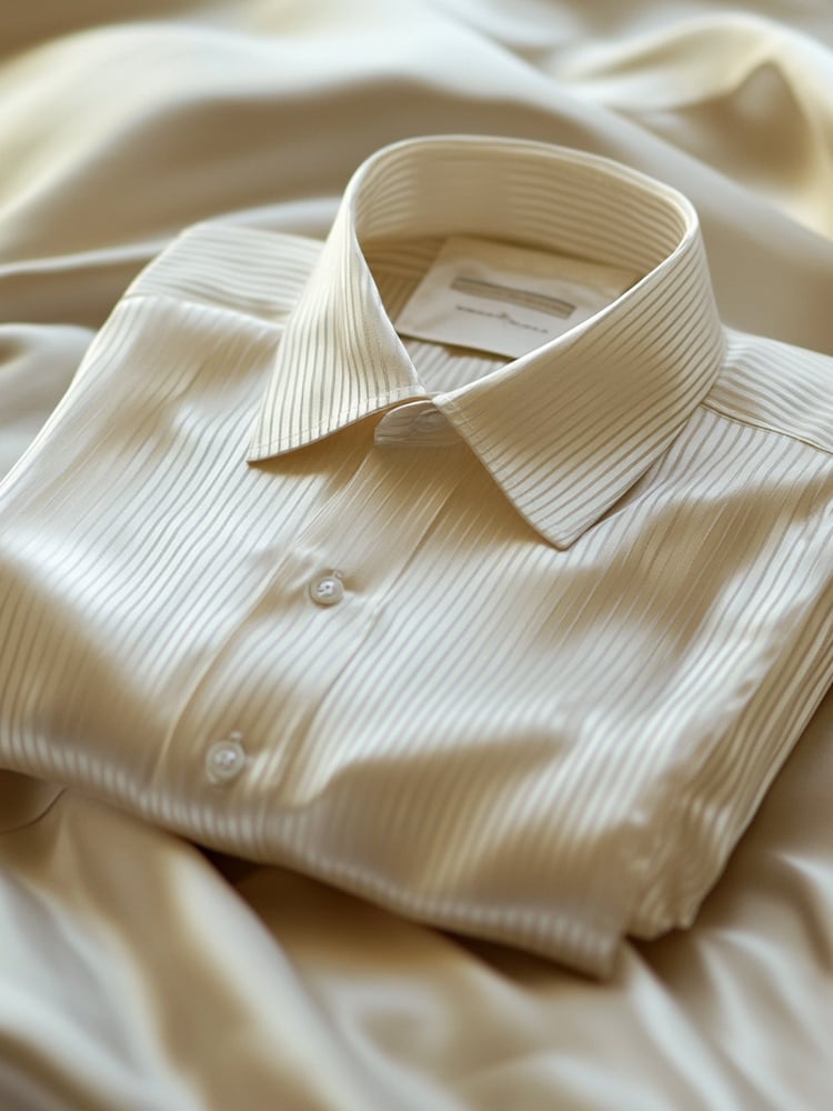 Camisa ejecutivo casual a rayas solapa de manga corta para hombre