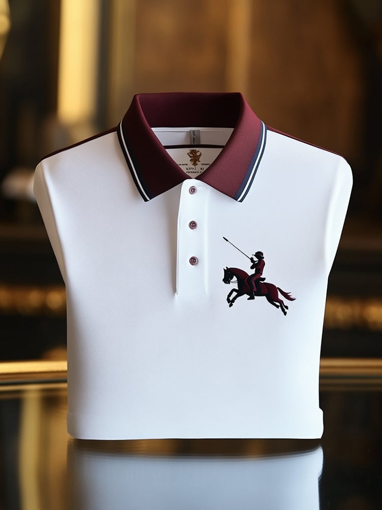 Camisa polo clásico ejecutivo Check Logo Button de manga corta para hombre