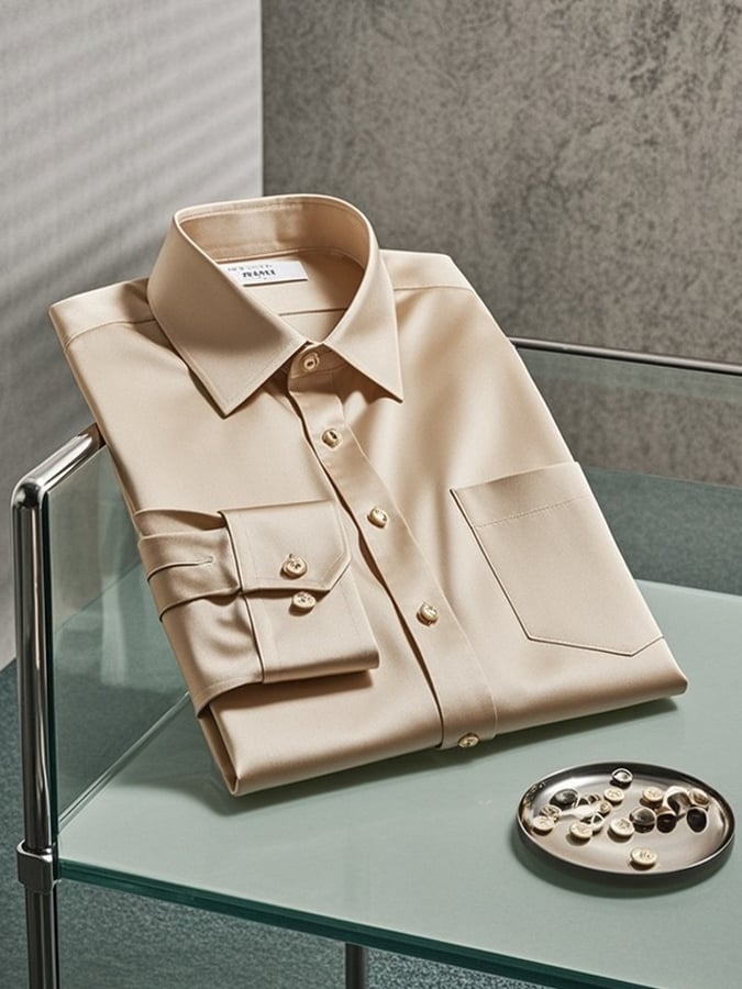 Camisa degradado solapa de manga larga para hombre