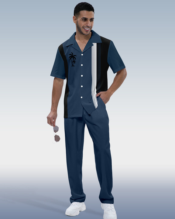 Rianmond Colorblock Coco estampado de manga corta Walking Suit 517 para hombre