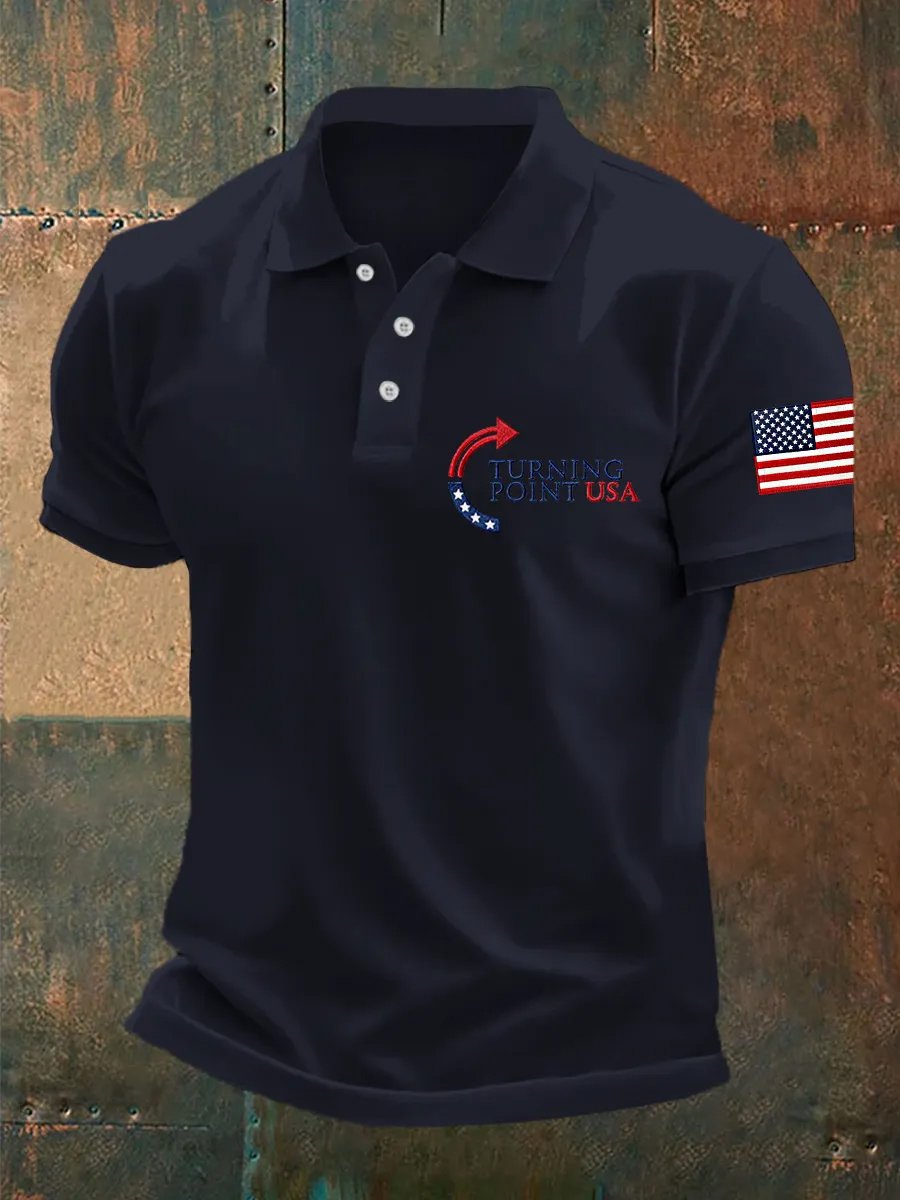 Camisa polo clásico ejecutivo Logo Button de manga corta para hombre