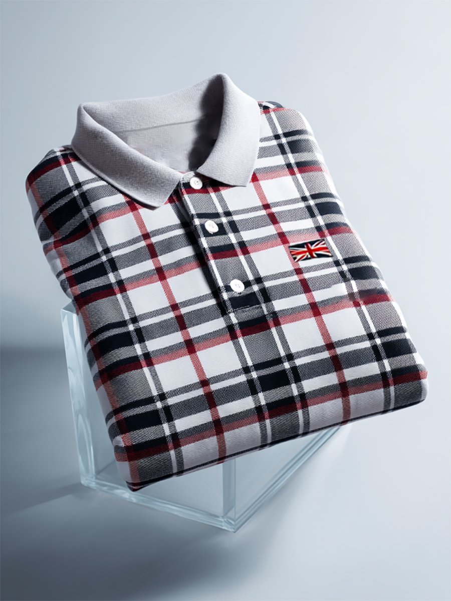 Camisa polo ejecutivo casual Union Jack Button de manga corta para hombre
