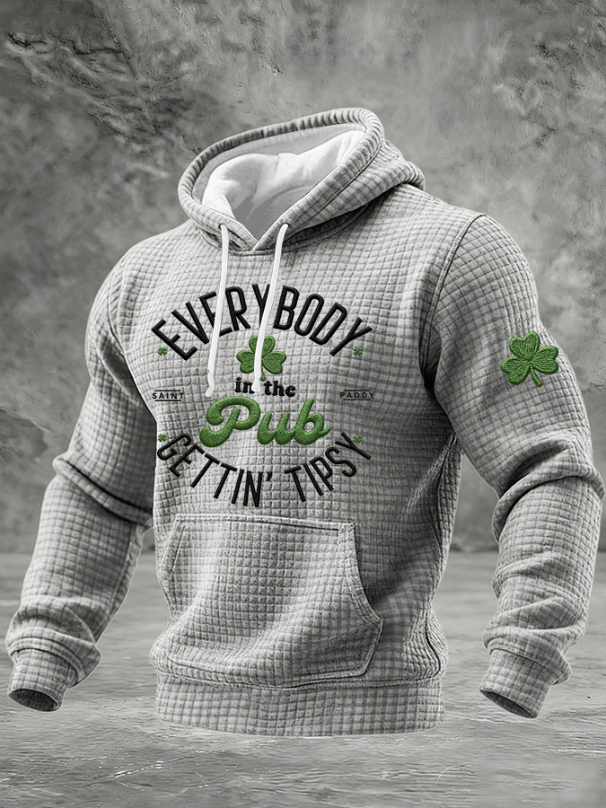 Sudadera St. Patrick's Day estampado Checkered con gorrasucha para hombre