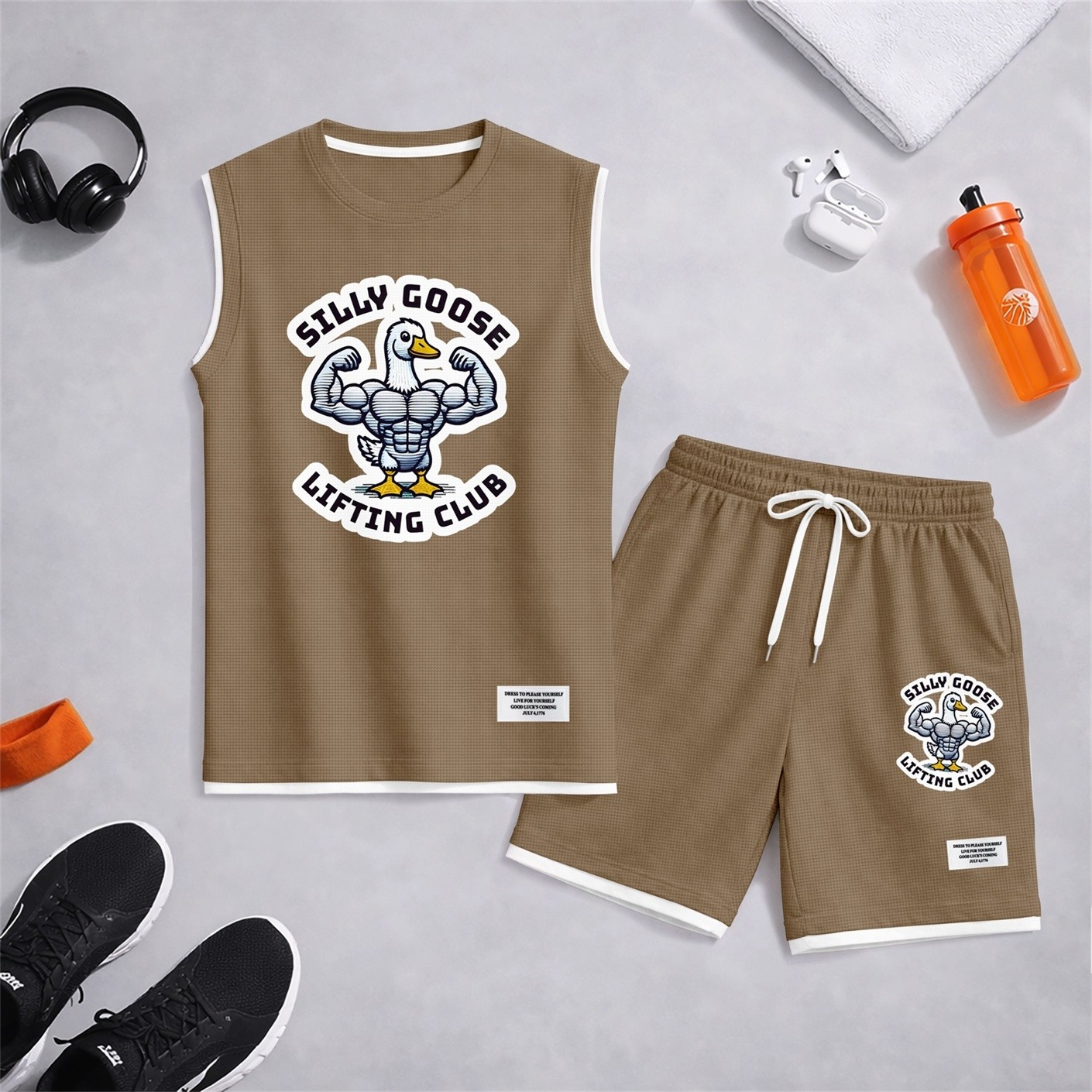 Shorts casual 2 Piece Outfit Graphic Tank Top and Set, Sleeveless Summer Matching Clothes, Regular Fit Streetwear Set for Men, suave Lightweight de moda Outfit for Travel and Weekend Wear para hombre