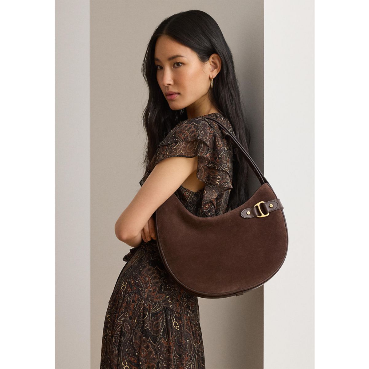 Suede Large Tasha Shoulder Bag - 1