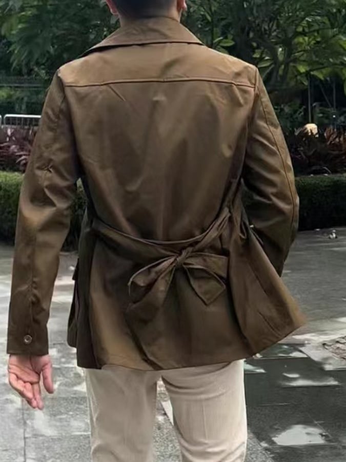 Mid Length de corte entalladoting Thin casual Windbreaker para hombre