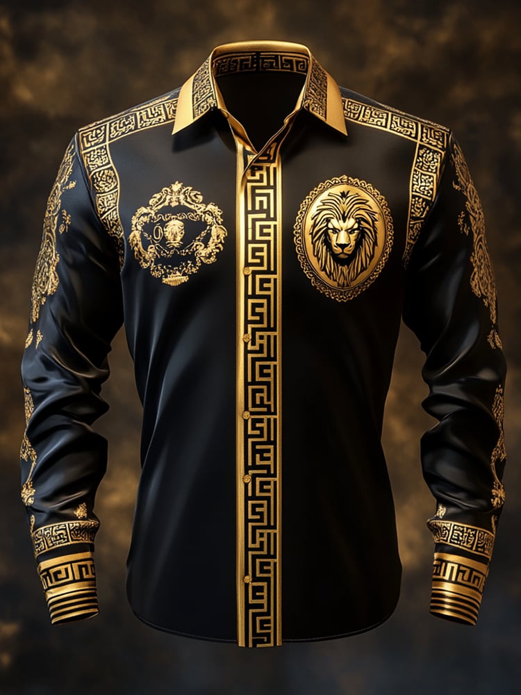Camisa satén Luxe de manga larga con botones para hombre
