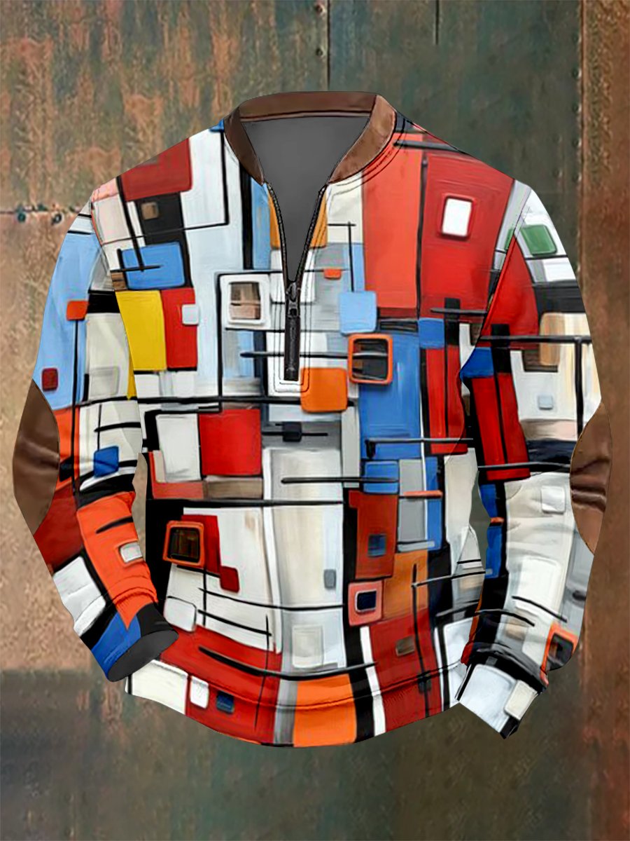 Sudadera vintage geométrico Style estampado para hombre