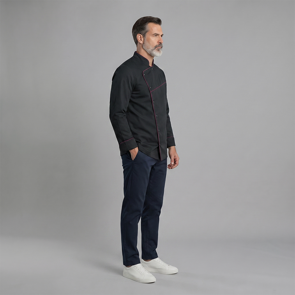 Camisa de vestir holgado-Fit de manga larga Multi-Button para hombre