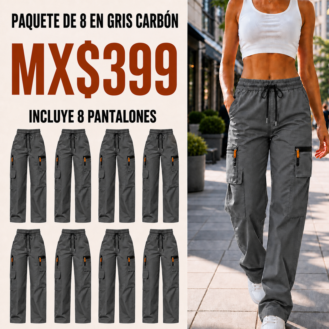 Pantalón cargo transpirable de verano para mujer · vista 12