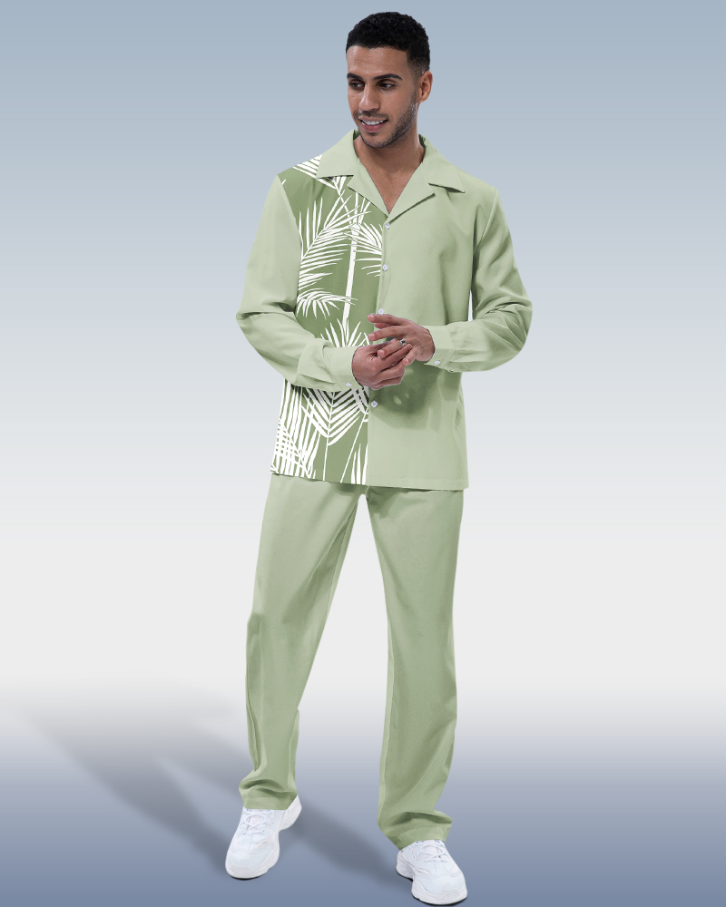 Suitmens Green Leaf de manga larga Walking Suit para hombre