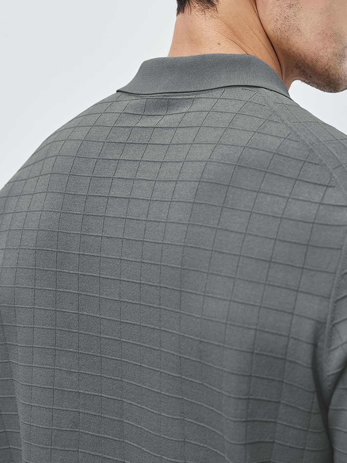 Gentletejido Checkered de manga corta tejidoted Polo