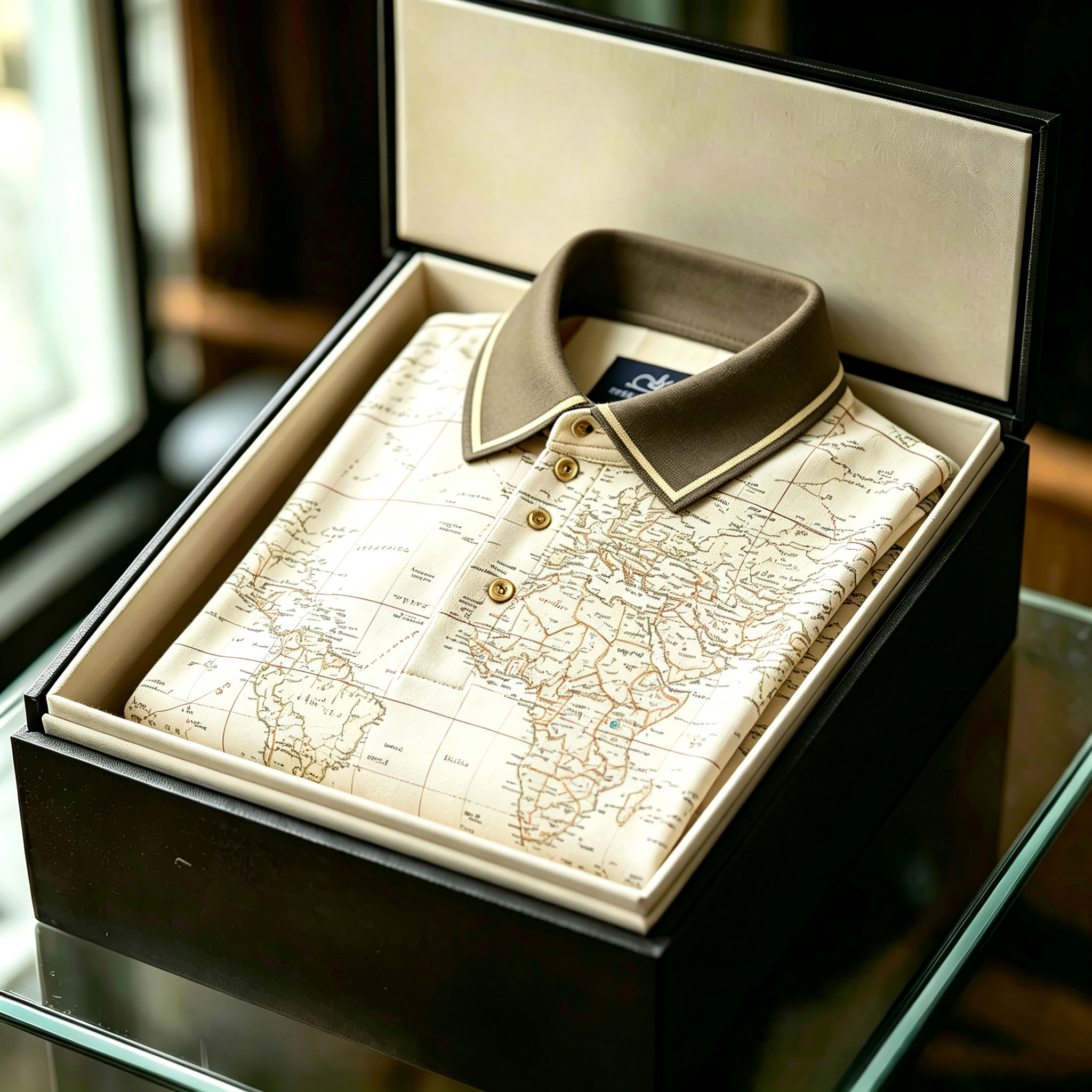 para hombre de manga corta camisa polo with Map Print