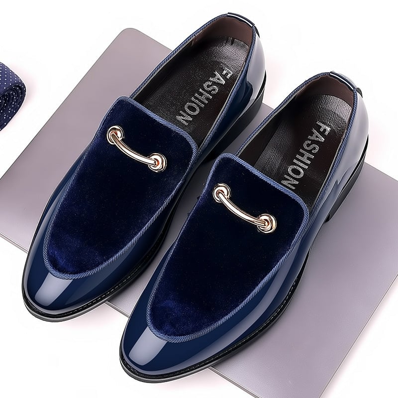 Mocasines ejecutivo formal casual gamuza Patchpara trabajo Faux cuero Patant zapatos para hombre