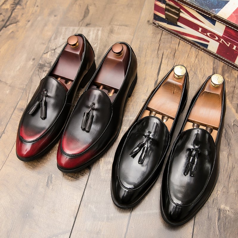Mocasines ejecutivo formal casual degradado Tassel suave para hombre