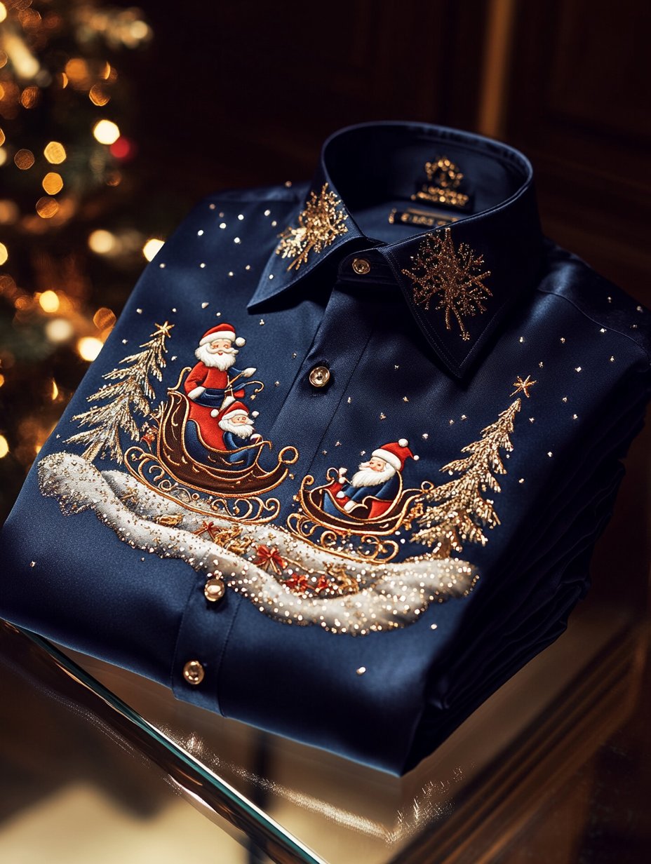 Camisa Christmas estampado de manga larga para hombre