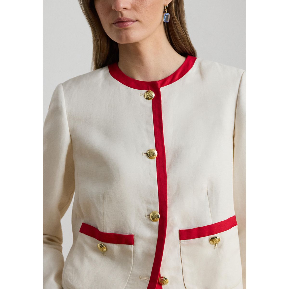 Petite Two-Tone Linen-Blend Twill Blazer - 3