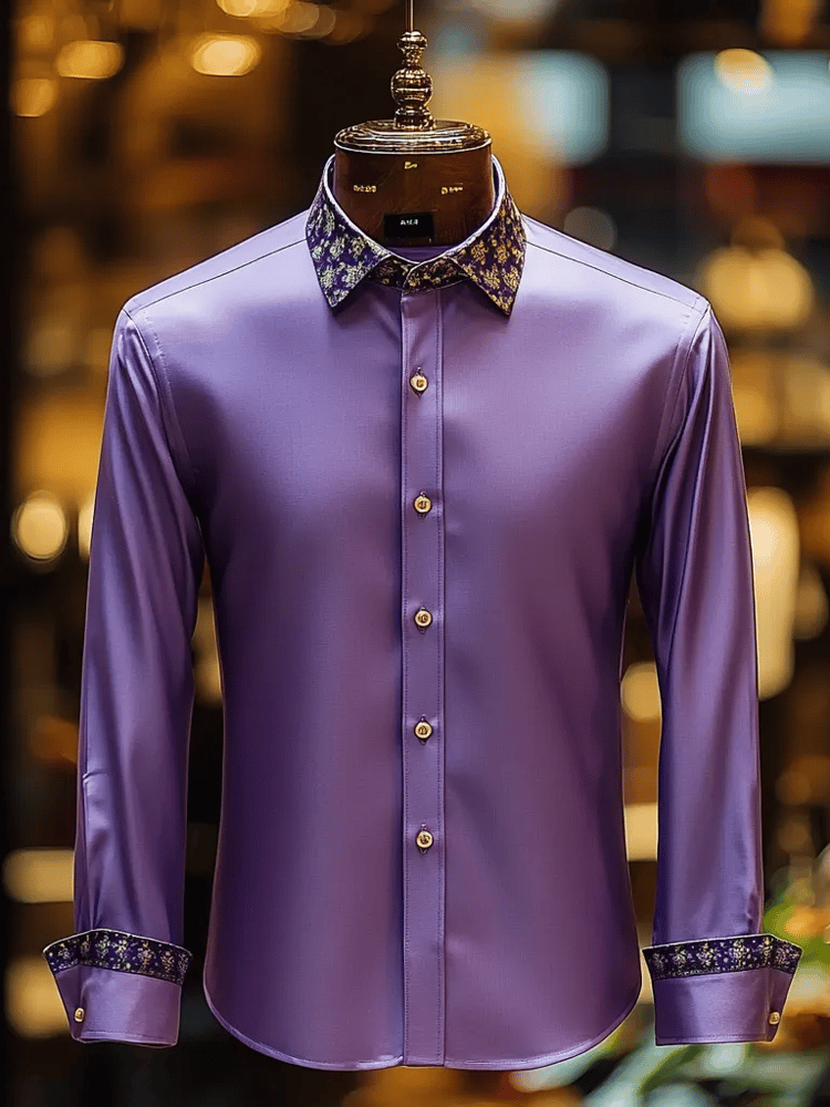 Camisa seda ejecutivo de lujo de manga larga para hombre