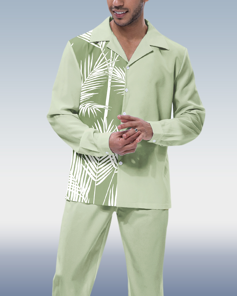 Suitmens Green Leaf de manga larga Walking Suit para hombre