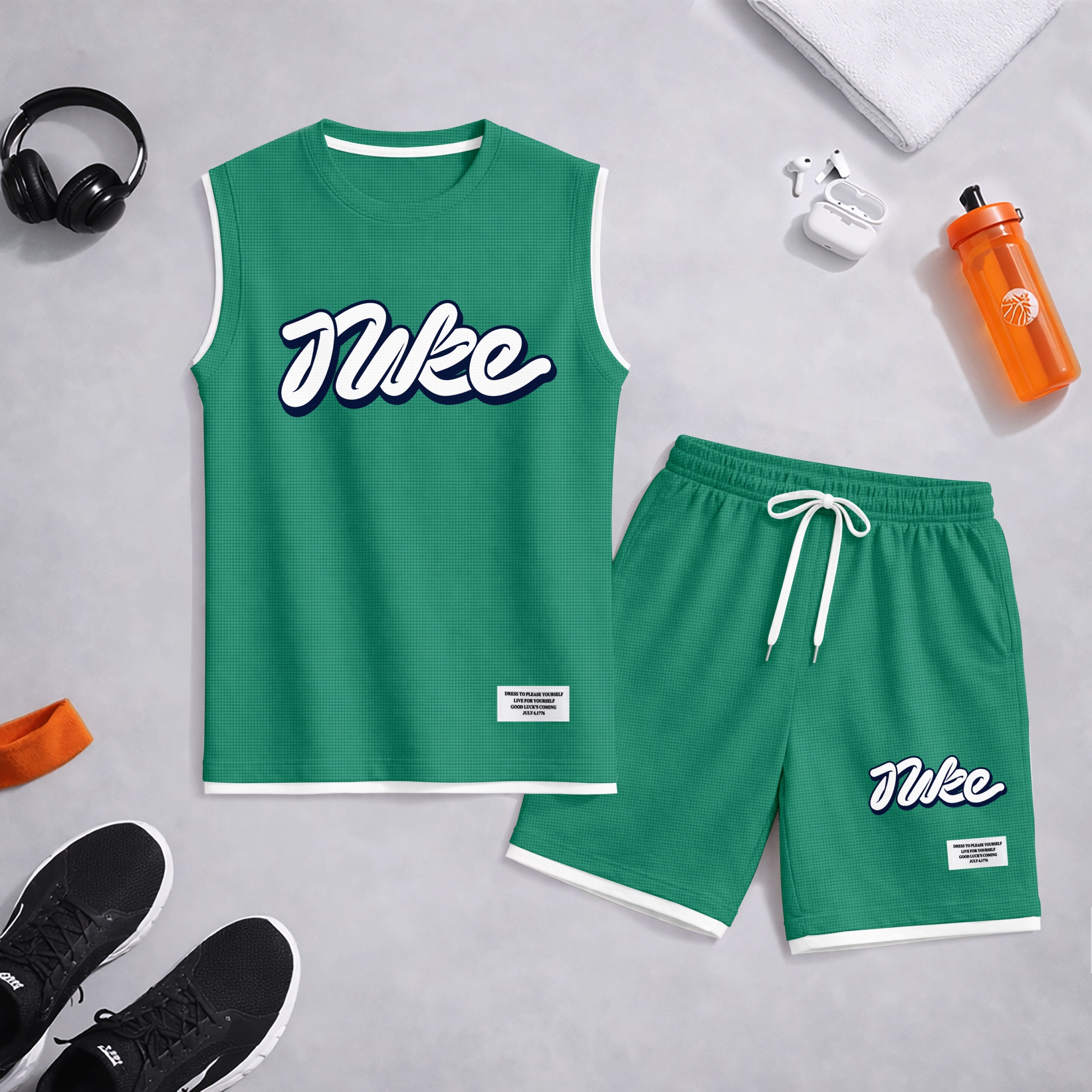 Shorts Graphic Letter Summer Set Sleeveless Tank Top & Matching Outfit, Lightweight casual Streetwear Athletic Set for Everyday & Holiday para hombre