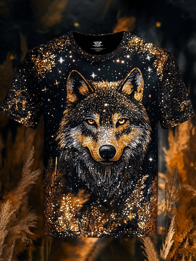 Camiseta Sequin ejecutivo Wolf estampado de manga corta para hombre