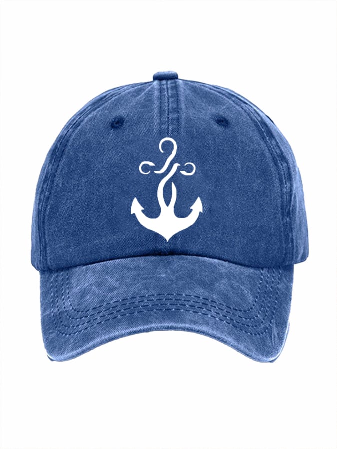 Unisex desgastado Washed de algodón "Anchor" Holiday casual estampado Hat