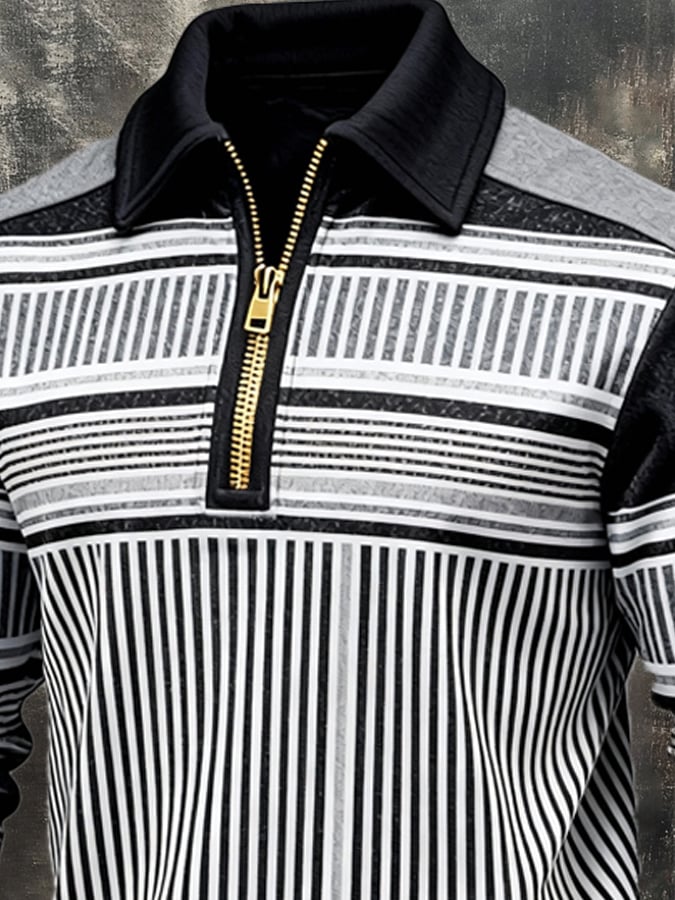 Sudadera retro en bloques de color estampado cierre para hombre