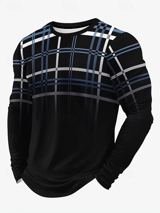 Camiseta ejecutivo casual estampado de manga larga para hombre