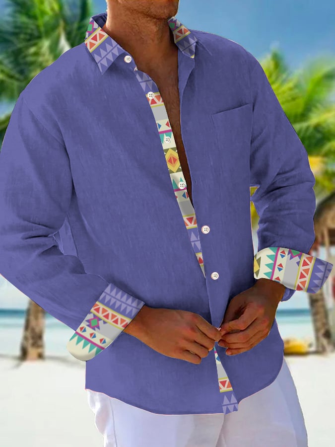 Camisa casual Holiday Contrast Color para hombre