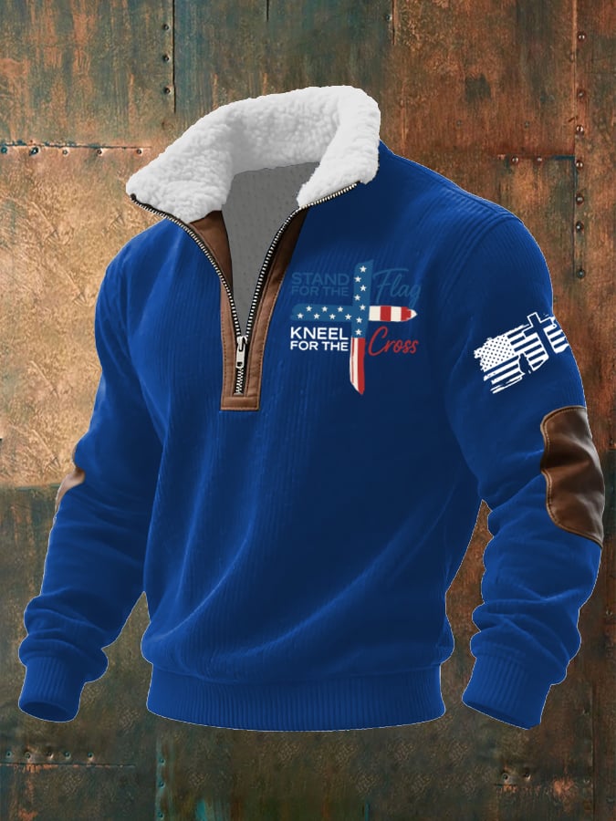 Sudadera I Stand For The Flag I Kneel for The Cross Faith estampado con gorrasucha para hombre
