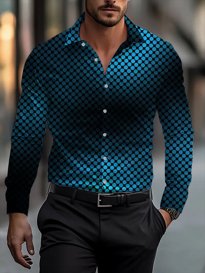 Camisa Street Style ejecutivo casual estampado de manga larga para hombre