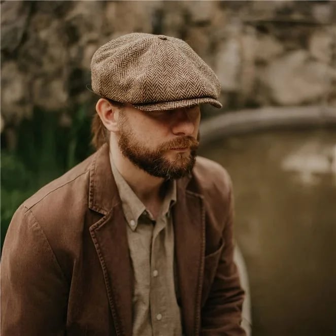 Gorras PEAKED Genuine Scottish Harris Tweed 8 Panels Man gorras lana -Shelby