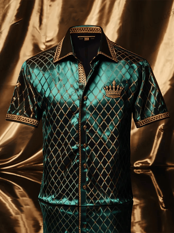 Camisa ejecutivo Luxe estampado de manga corta para hombre
