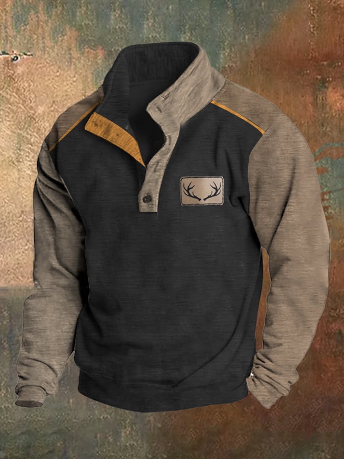 Sudadera polar vintage Western Antler Hunting Enthusiast Stand cuello para hombre