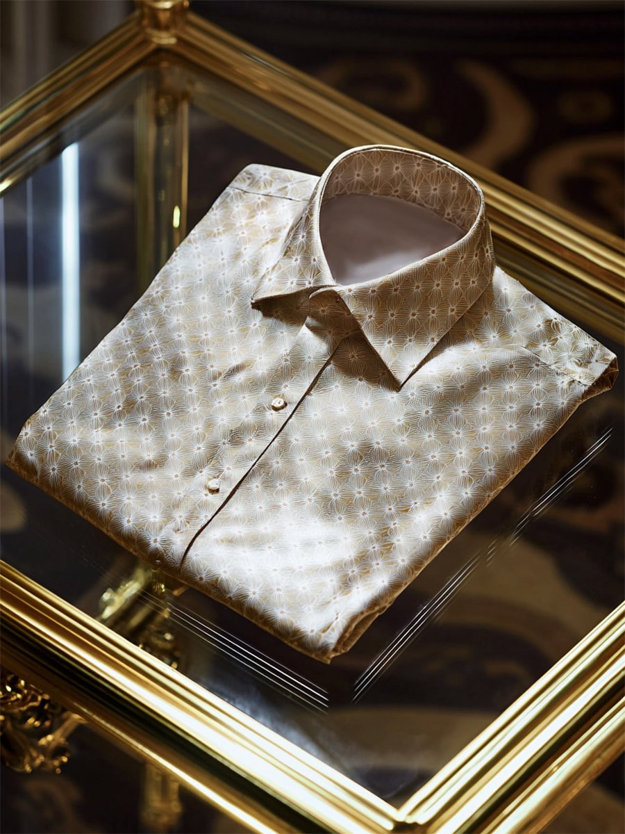 Camisa satén Luxe de manga larga con botones para hombre