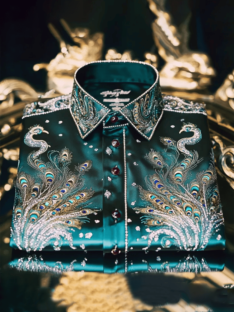 Camisa satén Luxe de manga larga con botones para hombre