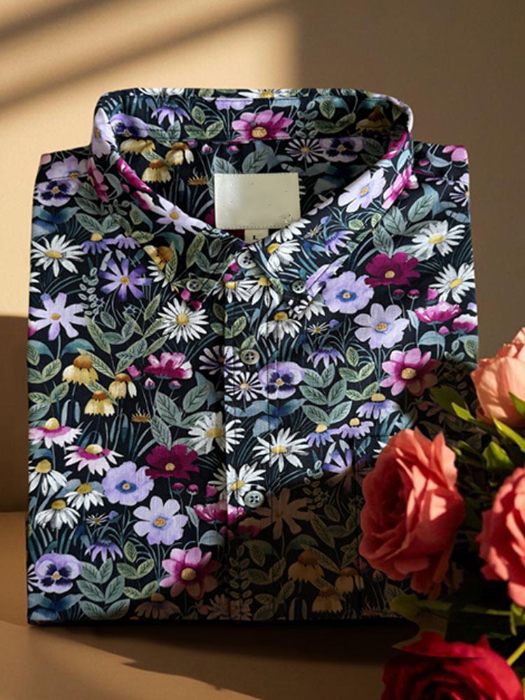 Camisa ejecutivo de lujo floral estampado de manga corta para hombre