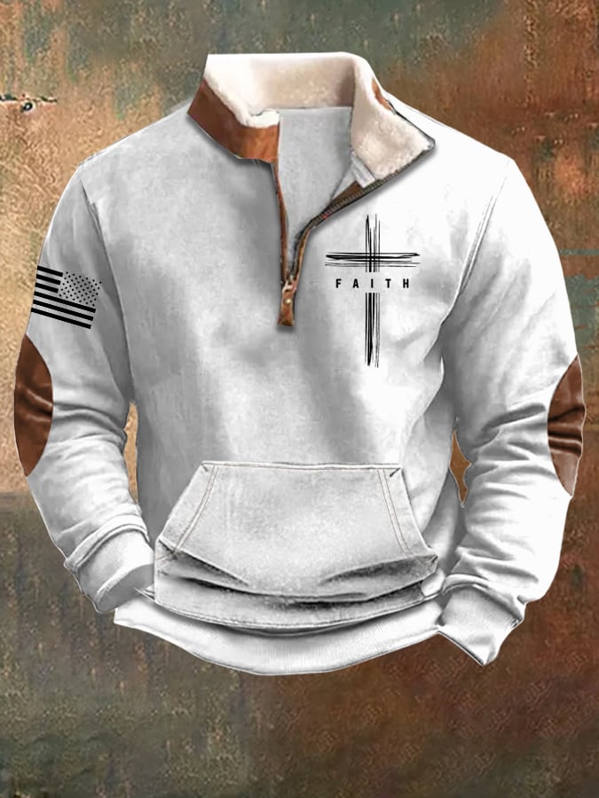 Sudadera faith faith vintage con cierre cuello de manga larga para hombre