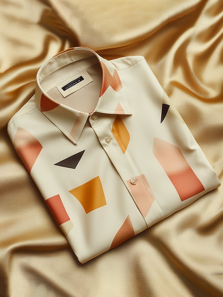 Camisa satén Luxe estampado de manga corta Button para hombre