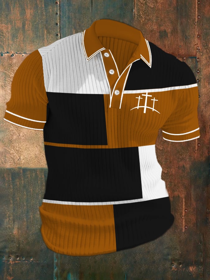 Casual Contrast Color Faith tejidoted jacquard Polo para hombre