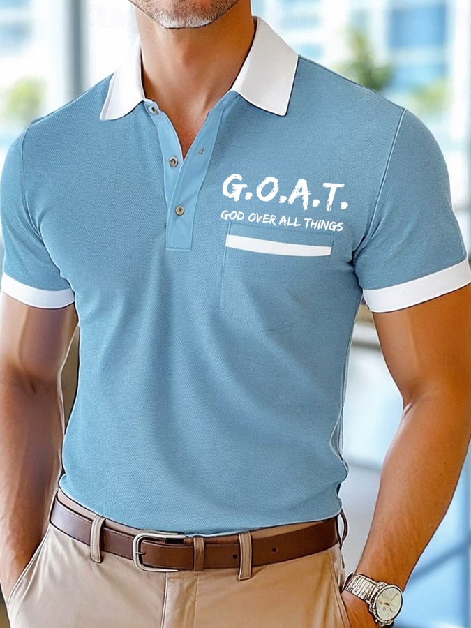 Camisa polo retro Faith Design estampado Comfortable And transpirable casual With bolsillo para hombre