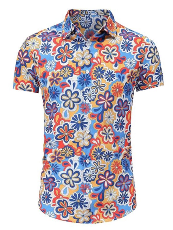 Camisa Beach Vacation floral de manga corta para hombre